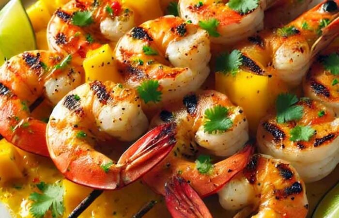 Camarones a la Parrilla con Salsa de Mango y Chile: